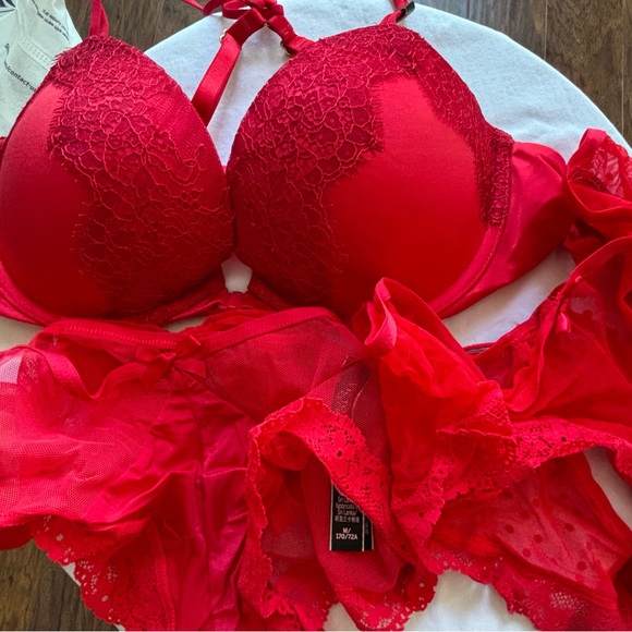 Victoria's Secret Other - Victoria's Secret Red Lace Bra Set